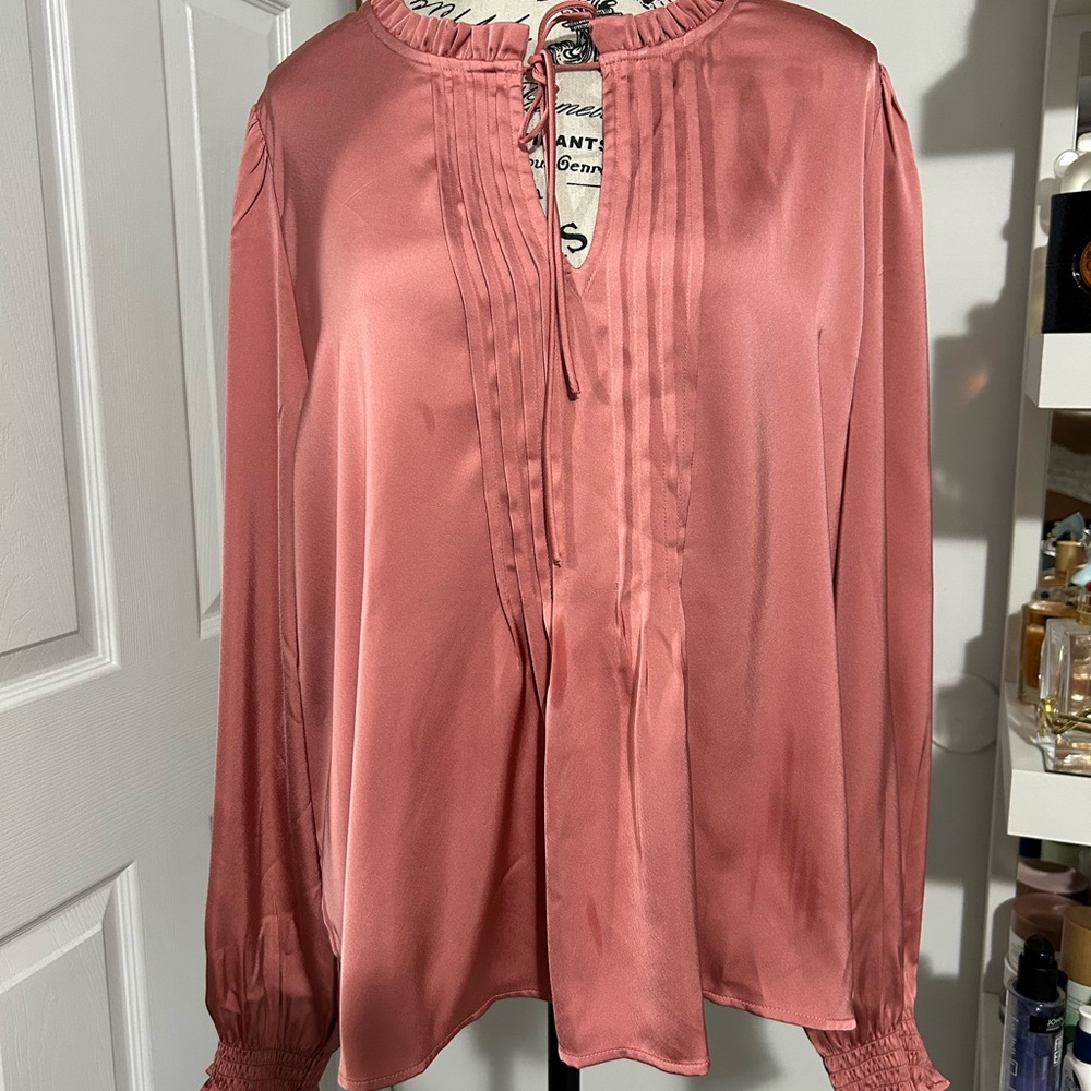 J. Crew Satin Blouse in Rose Pink